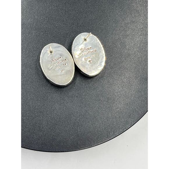 Silver Creations Gundi Vintage Sterling Silver Banded Agate Oval Pierced Earring - Picture 12 of 12